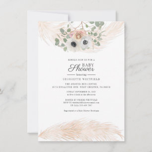 Invitation Fête de naissance Bohème Fille Herbe de Pampas Flo