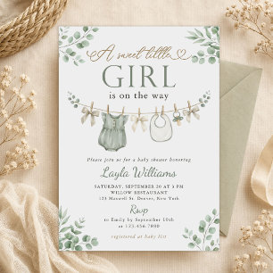 Invitation Fête de naissance bohème neutre de fille au fil à