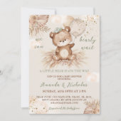 Invitation Fête de naissance Bohème Ourson (Devant)