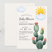 Invitation Fête de naissance Boho Cactus (Devant / Derrière)