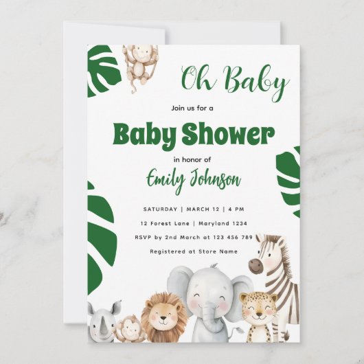 Invitation Fête de naissance Boho Jungle Baby (Devant)