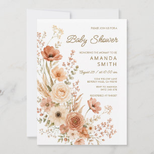 Invitation Fête de naissance Boho Wildflower Bébé Automne