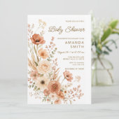 Invitation Fête de naissance Boho Wildflower Bébé Automne (Debout devant)