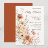 Invitation Fête de naissance Boho Wildflower Bébé Automne (Devant / Derrière)