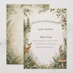 Invitation Fête de naissance Boho Woodland Amis Botaniques