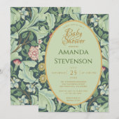 Invitation Fête de naissance botanique Bébé feuilles vertes d (Devant / Derrière)