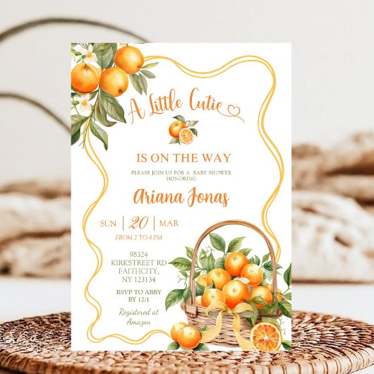 Invitation Fête de Naissance Bow Coquette Orange Bébé