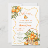 Invitation Fête de Naissance Bow Coquette Orange Bébé (Devant)