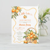 Invitation Fête de Naissance Bow Coquette Orange Bébé (Debout devant)