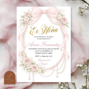 Invitation Fête de naissance Bow et Perle espagnole Es Nina