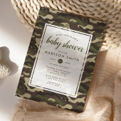 Invitation Fête de naissance camouflage vert garçon