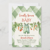 Invitation Fête de Naissance Campagnard Vert Gingham de Proxi (Devant)