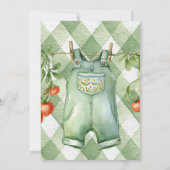 Invitation Fête de Naissance Campagnard Vert Gingham de Proxi (Dos)