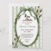 Invitation Fête de naissance Canard Colvert Gingham Vert (Devant)