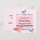 Invitation Fête de naissance Canards Bébés Rose et Bleu (Devant / Derrière)