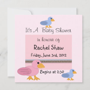 Invitation Fête de naissance Canards Bébés Rose et Bleu