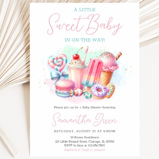 Invitation Fête de naissance Candy land Sweets Bébé