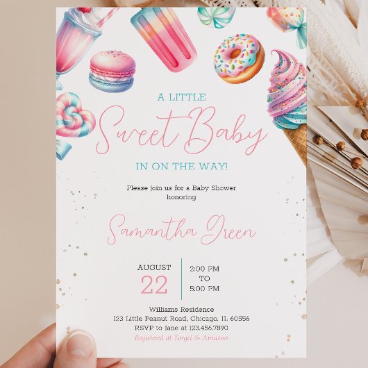 Invitation Fête de naissance Candy Land Sweets Bébé
