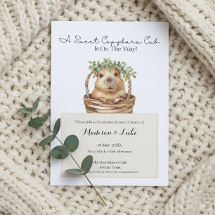 Invitation Fête de naissance Capybara • Décoration Eucalyptus