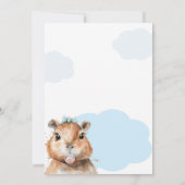 Invitation Fête de naissance Capybara • Thème Ruban Bleu (Dos)