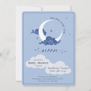 Invitation Fête de Naissance Céleste Lune et Étoiles de la Ma