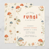 Invitation Fête de Naissance Champignon Bébé Elégante (Devant / Derrière)