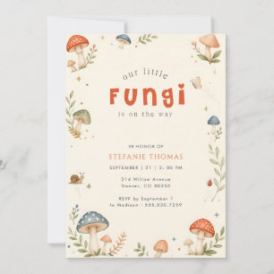 Invitation Fête de naissance Champignon Bébé Fantaisiste