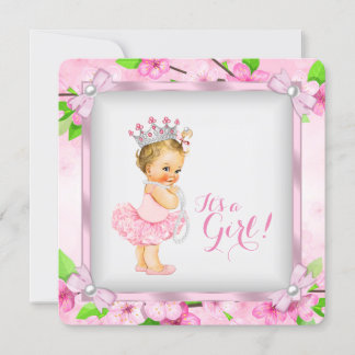 Invitation Fête de naissance Cherry Blossom Pearl Girls Tutu