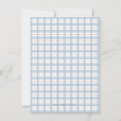 Invitation Fête de naissance Cheval à Bascule Gingham Bleu Vi (Dos)