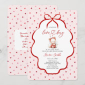 Invitation Fête de naissance coccinelle rose fille (Devant / Derrière)