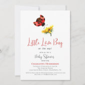 Invitation Fête de naissance coccinelle, Thème Bébé Fille Pet (Devant)
