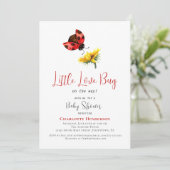 Invitation Fête de naissance coccinelle, Thème Bébé Fille Pet (Debout devant)