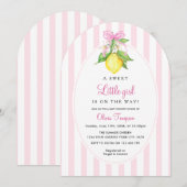 Invitation Fête de naissance Coquette Lemon Rose (Devant / Derrière)