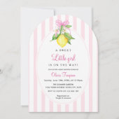 Invitation Fête de naissance Coquette Lemon Rose (Devant)
