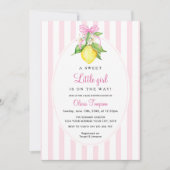 Invitation Fête de naissance Coquette Lemon Rose (Devant)