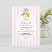 Invitation Fête de naissance Coquette Lemon Rose (Debout devant)