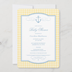 Invitation Fête de naissance côtière prépa bleu et jaune à ca
