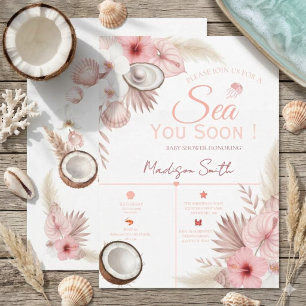 Invitation Fête de Naissance Côtière Tropicale À la Mer Bien