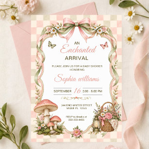 Invitation Fête de naissance Cottagecore Arrivée Enchantée