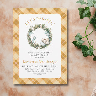 Invitation Fête de Naissance Couronne Florale de Golf Argyle