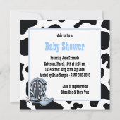 Invitation Fête de naissance Cowboy Impression Vache Stork Bl (Dos)