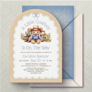 Invitation Fête de naissance Cowboy Western Boys Bleu