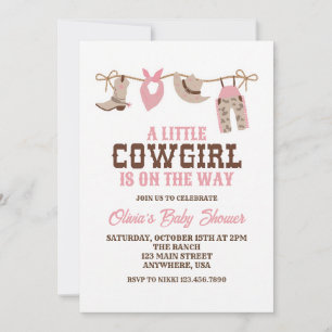 Invitation Fête de naissance Cowgirl à carreaux roses Western