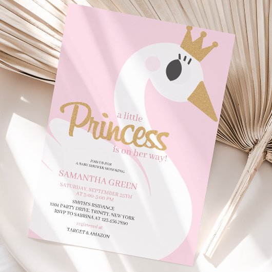 Invitation Fête de naissance Cygne Rose