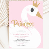 Invitation Fête de naissance Cygne Rose