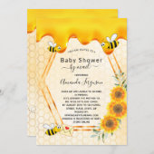 Invitation Fête de naissance d'abeille par la poste or doux m (Devant / Derrière)