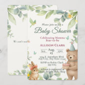 Invitation Fête de naissance d'animal de forêt aquarelle pers (Devant / Derrière)