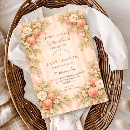 Invitation Fête de Naissance dans le Jardin de Pêchers