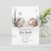 Invitation Fête de naissance dans une forêt de style aquarell (Debout devant)