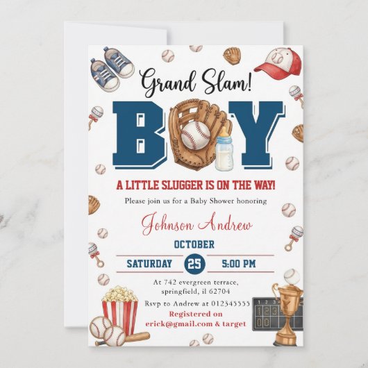 Invitation Fête de naissance de baseball Oh Boy Slumdunk pers (Devant)